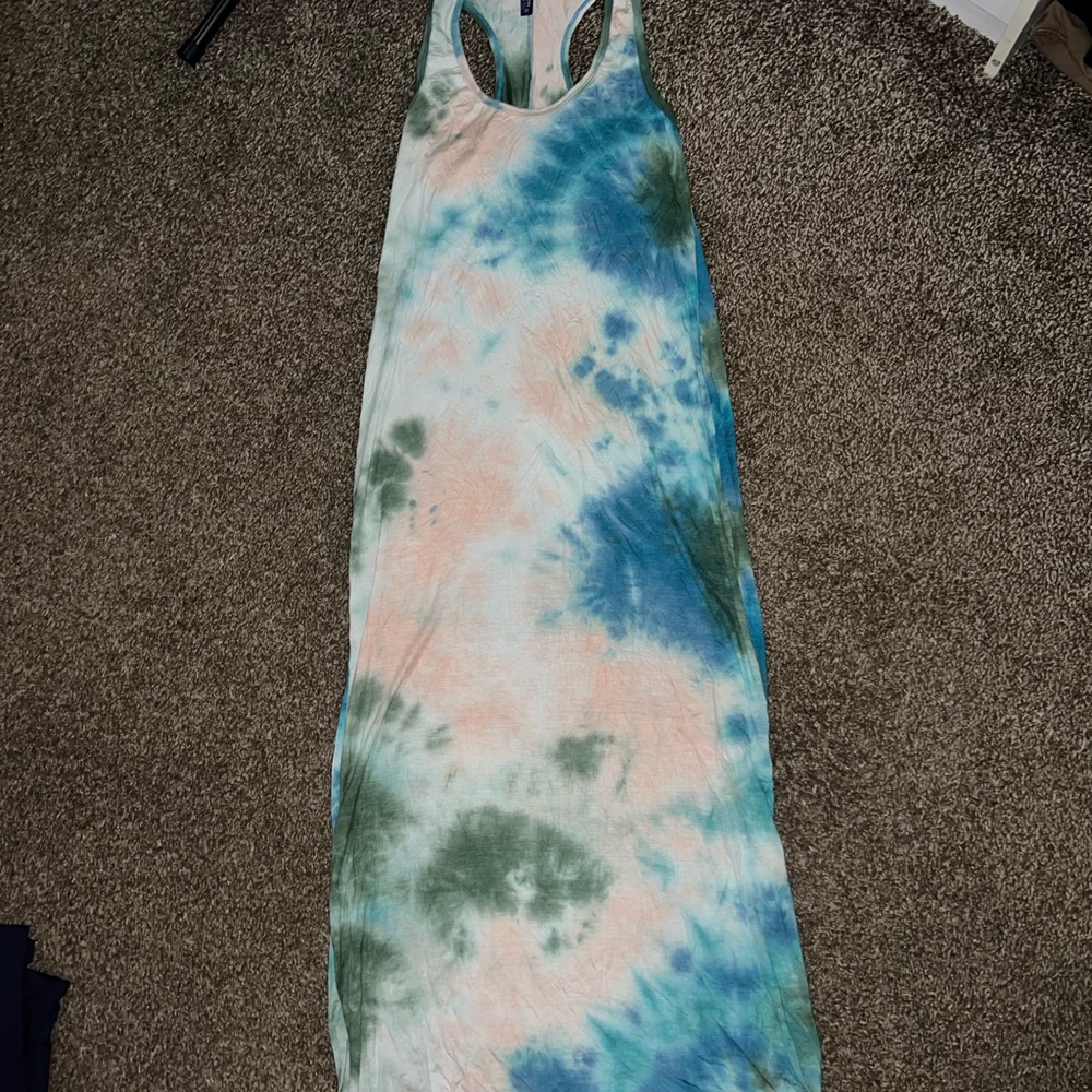 Soft Stitch Vintage OG Tie Dye Blue Green Pink Maxi Dress
